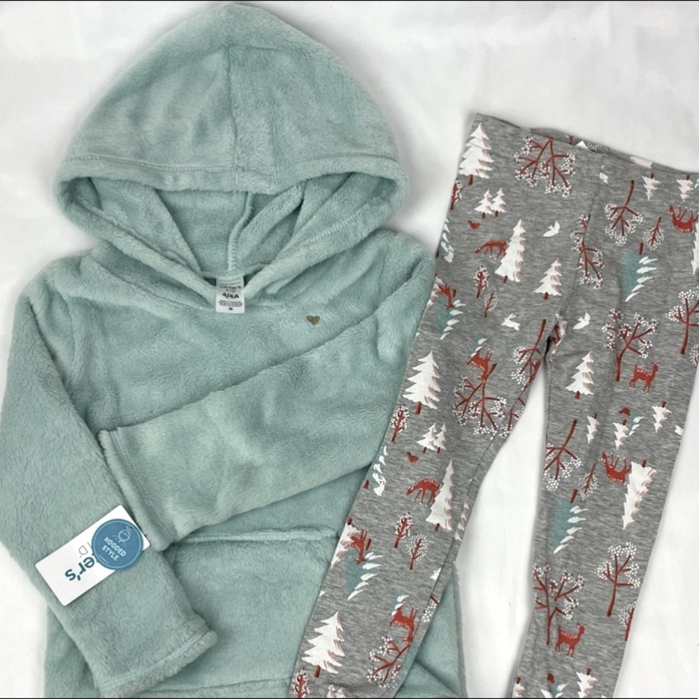 CARTER’s 2pc Softest Hoodie & Woodland Scene Legging Pants NWT